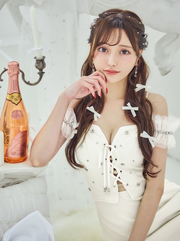 画像6: 【羽澄まり/関西コレクション着用】XSサイズあり【PURESS/ピュアレス】バストレースアップ/ オフショルダー/ パール/ ビジュー/ マイクロミニ/ ミニドレス/ キャバドレス[OF5]