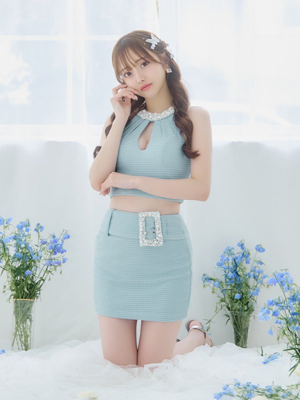 画像17: XSサイズあり【PURESS/ピュアレス】デコルテビジュー/ ビックパール/ ビジューバックル/ セパレート/ タイト/ マイクロミニ/ ミニドレス/ キャバドレス[OF5]