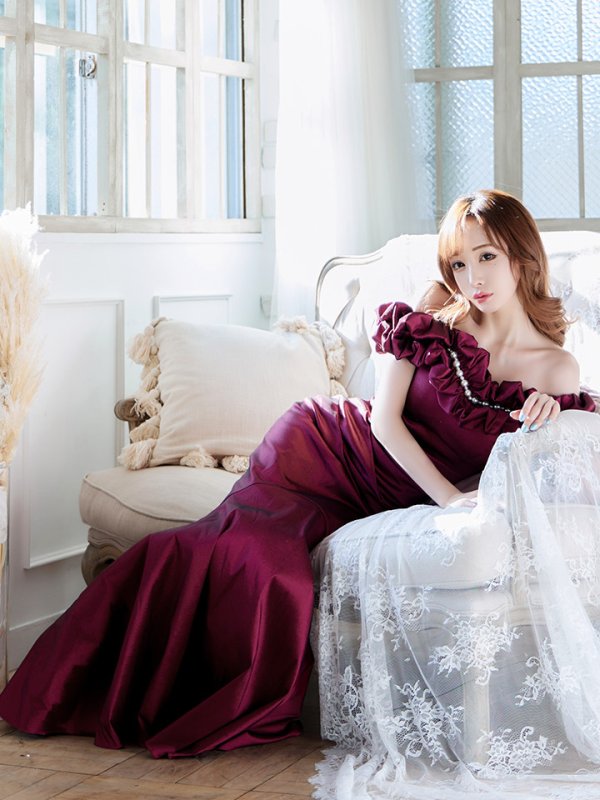 画像15: L・XL・XXLサイズあり【Donia Quinn / ドニアクイーン】 マーメイド/ オフショル/ フリル/ パール/ バックスピンドル/ ロングドレス/ キャバドレス[OF05]