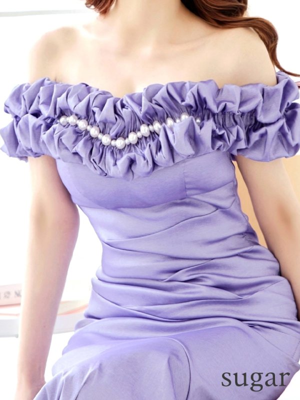 画像10: L・XL・XXLサイズあり【Donia Quinn / ドニアクイーン】 マーメイド/ オフショル/ フリル/ パール/ バックスピンドル/ ロングドレス/ キャバドレス[OF05]