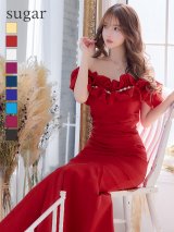 L・XL・XXLサイズあり【Donia Quinn / ドニアクイーン】 マーメイド/ オフショル/ フリル/ パール/ バックスピンドル/ ロングドレス/ キャバドレス[OF05]