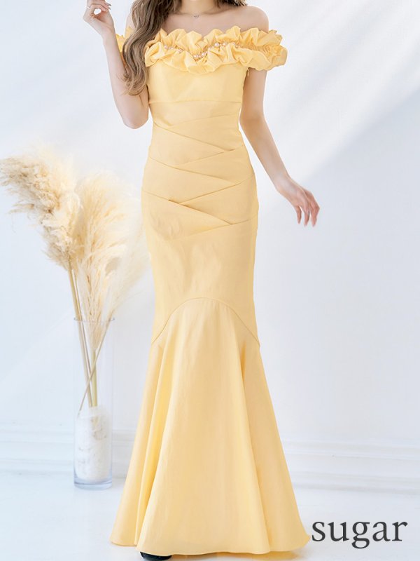 画像9: L・XL・XXLサイズあり【Donia Quinn / ドニアクイーン】 マーメイド/ オフショル/ フリル/ パール/ バックスピンドル/ ロングドレス/ キャバドレス[OF05]