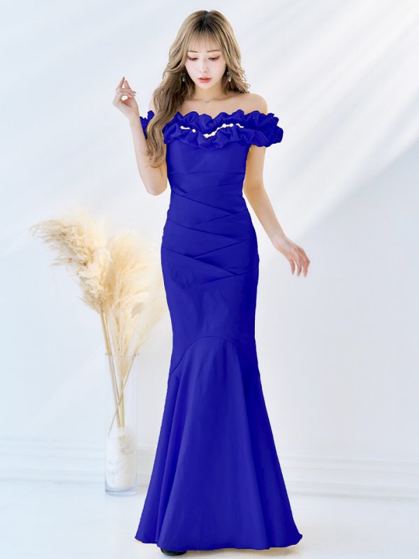 画像24: L・XL・XXLサイズあり【Donia Quinn / ドニアクイーン】 マーメイド/ オフショル/ フリル/ パール/ バックスピンドル/ ロングドレス/ キャバドレス[OF05]