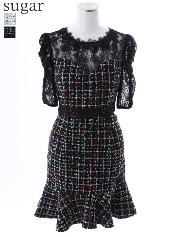 画像10: 【Donia Quinn / ドニアクイーン】 ツイード/ レーススリーブ/ 袖あり/ Aライン/ ワンピース/ ミニドレス/ キャバドレス[OF05]