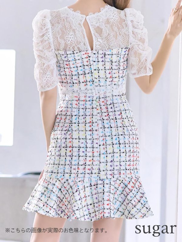 画像9: 【Donia Quinn / ドニアクイーン】 ツイード/ レーススリーブ/ 袖あり/ Aライン/ ワンピース/ ミニドレス/ キャバドレス[OF05]