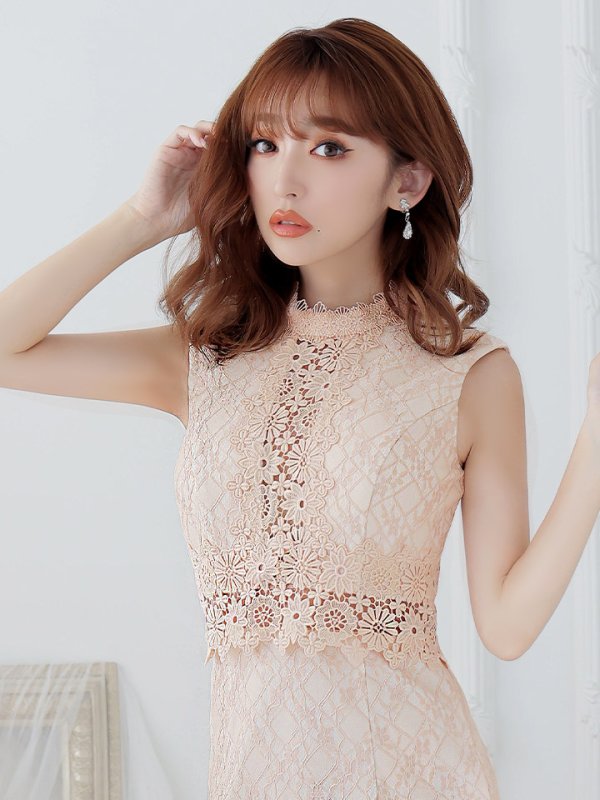 画像4: XSサイズあり【Donia Quinn / ドニアクイーン】 総レース/ フリル/ ノースリーブ/ Aライン/ ワンピース/ ミニドレス/ キャバドレス[OF05]