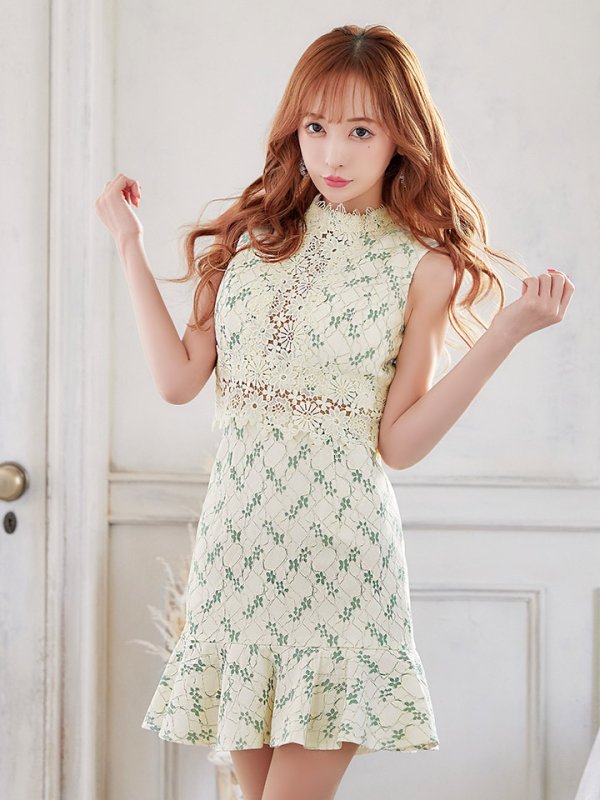 画像13: XSサイズあり【Donia Quinn / ドニアクイーン】 総レース/ フリル/ ノースリーブ/ Aライン/ ワンピース/ ミニドレス/ キャバドレス[OF05]