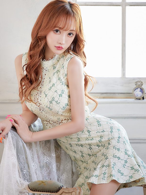 画像15: XSサイズあり【Donia Quinn / ドニアクイーン】 総レース/ フリル/ ノースリーブ/ Aライン/ ワンピース/ ミニドレス/ キャバドレス[OF05]