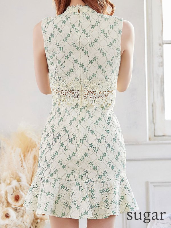 画像18: XSサイズあり【Donia Quinn / ドニアクイーン】 総レース/ フリル/ ノースリーブ/ Aライン/ ワンピース/ ミニドレス/ キャバドレス[OF05]