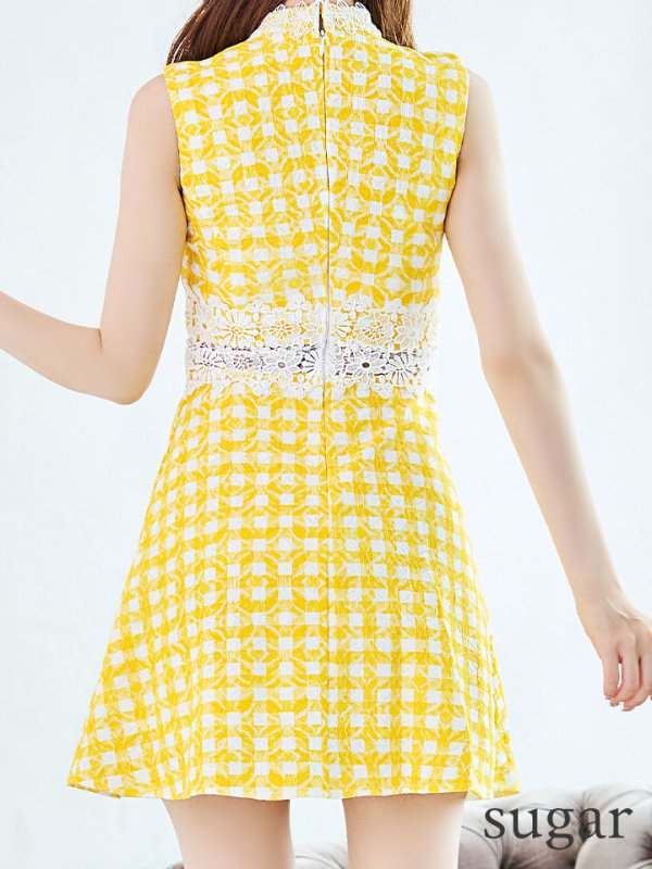 画像11: 【Donia Quinn / ドニアクイーン】 ギンガムチェック/ チェック/ フリル/ ノースリーブ/ Aライン/ ワンピース/ ミニドレス/ キャバドレス[OF05]