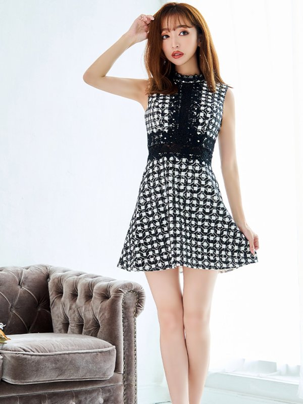 画像14: 【Donia Quinn / ドニアクイーン】 ギンガムチェック/ チェック/ フリル/ ノースリーブ/ Aライン/ ワンピース/ ミニドレス/ キャバドレス[OF05]