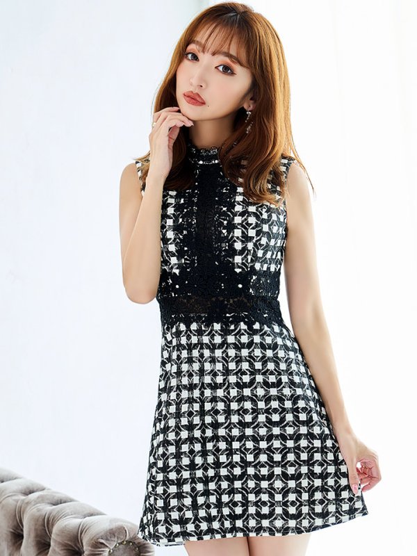 画像15: 【Donia Quinn / ドニアクイーン】 ギンガムチェック/ チェック/ フリル/ ノースリーブ/ Aライン/ ワンピース/ ミニドレス/ キャバドレス[OF05]