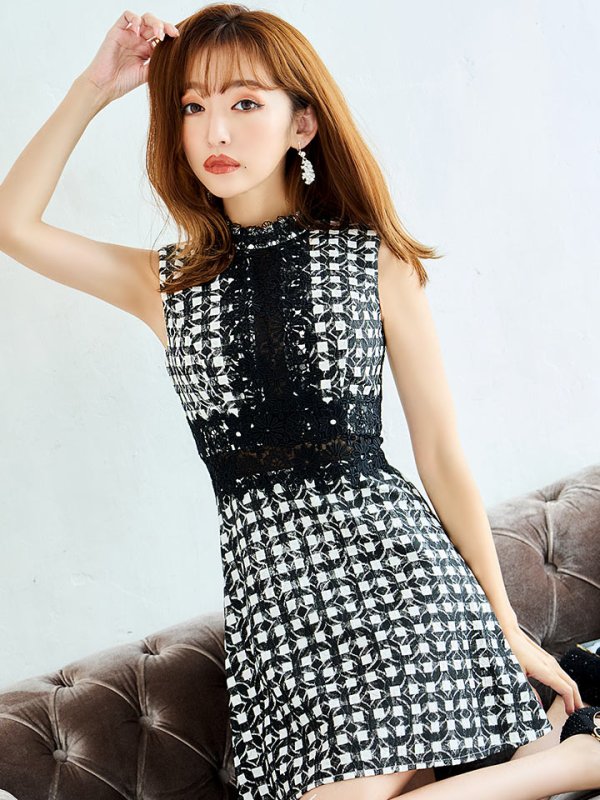 画像16: 【Donia Quinn / ドニアクイーン】 ギンガムチェック/ チェック/ フリル/ ノースリーブ/ Aライン/ ワンピース/ ミニドレス/ キャバドレス[OF05]