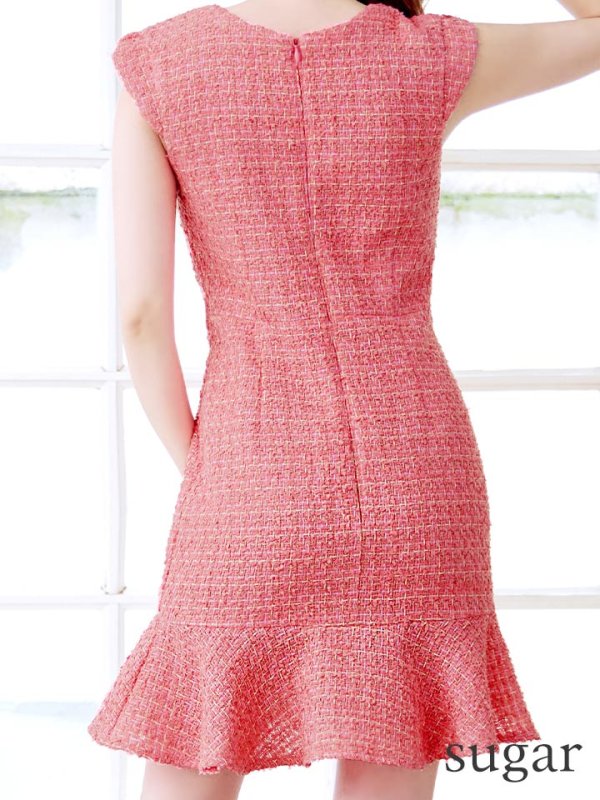 画像38: XS-Lサイズあり【Donia Quinn / ドニアクイーン】 ミックスツイード/ バストシアー/ フリル/ Aライン/ ワンピース/ ミニドレス/ キャバドレス[OF05]