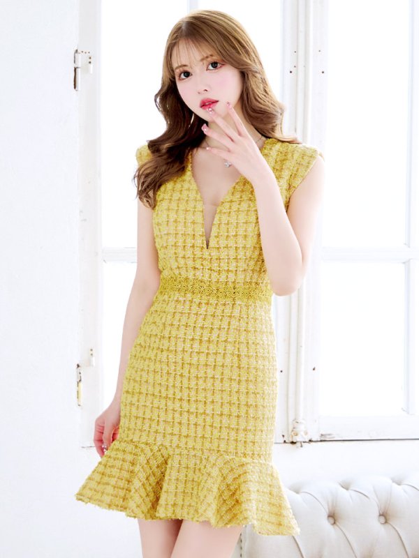 画像26: XS-Lサイズあり【Donia Quinn / ドニアクイーン】 ミックスツイード/ バストシアー/ フリル/ Aライン/ ワンピース/ ミニドレス/ キャバドレス[OF05]