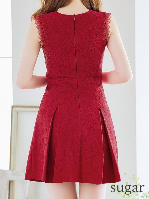 画像27: XSサイズあり【Donia Quinn / ドニアクイーン】 総レース/ パールボタン/ ノースリーブ/ プリーツ/ Aライン/ フレア/ ミニドレス/ キャバドレス[OF05]