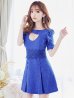 画像5: XS-Lサイズあり【Donia Quinn / ドニアクイーン】 総レース/ バストカット/ 袖あり/ パフスリーブ/ ボタンデザイン/ ボックスプリーツ/ ミニドレス/ キャバドレス[OF05]