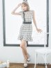 画像16: XSサイズあり【Donia Quinn / ドニアクイーン】チェック柄/ ノースリーブ/ フリル/ カットアウト/ パールボタン/ マーメイド/ ミニドレス/ キャバドレス[OF05]