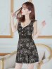 画像22: XS-Lサイズあり【Donia Quinn / ドニアクイーン】 フラワーレース/ ドットレース/ バストギャザー/ パールボタン/ ノースリーブ/ プリーツ/ Aライン/ フレア/ ミニドレス/ キャバドレス[OF05]