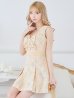 画像11: XS-Lサイズあり【Donia Quinn / ドニアクイーン】 フラワーレース/ ドットレース/ バストギャザー/ パールボタン/ ノースリーブ/ プリーツ/ Aライン/ フレア/ ミニドレス/ キャバドレス[OF05]