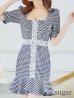 画像20: XS-Lサイズあり【Donia Quinn / ドニアクイーン】ギンガムチェック/ パールボタン/ 袖あり/ 半袖/ パフスリーブ/ レース/ 裾フリル/ ミニドレス/ キャバドレス[OF05]