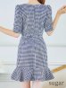 画像21: XS-Lサイズあり【Donia Quinn / ドニアクイーン】ギンガムチェック/ パールボタン/ 袖あり/ 半袖/ パフスリーブ/ レース/ 裾フリル/ ミニドレス/ キャバドレス[OF05]