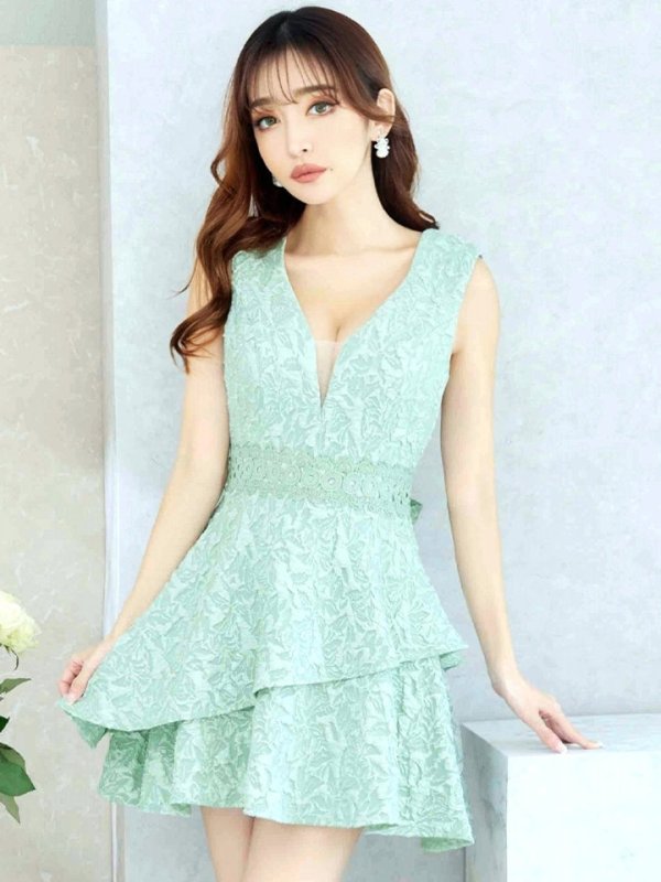 画像25: XS-Lサイズあり【Donia Quinn / ドニアクイーン】 レース/ ノースリーブ/ リボン/ フリル/ Aライン/ ワンピース/ ミニドレス/ キャバドレス[OF05]