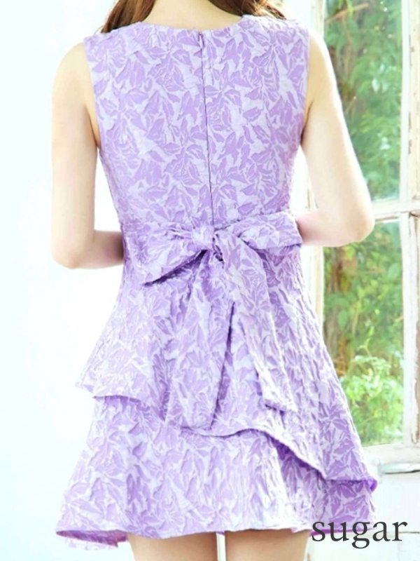 画像20: XS-Lサイズあり【Donia Quinn / ドニアクイーン】 レース/ ノースリーブ/ リボン/ フリル/ Aライン/ ワンピース/ ミニドレス/ キャバドレス[OF05]