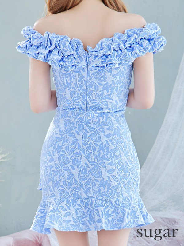 画像12: XS-Lサイズあり【Donia Quinn / ドニアクイーン】 フリル/ タック/ オフショルダー/ タイト/ ミニドレス/ キャバドレス[OF05]