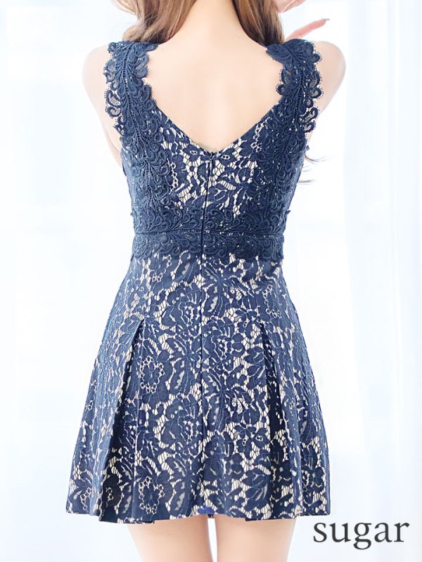 画像45: XSサイズあり【Donia Quinn / ドニアクイーン】フラワージャガード/ ボックスプリーツ/ ワンカラー/ ノースリーブ/ Aライン/ ミニドレス/ キャバドレス[OF05]