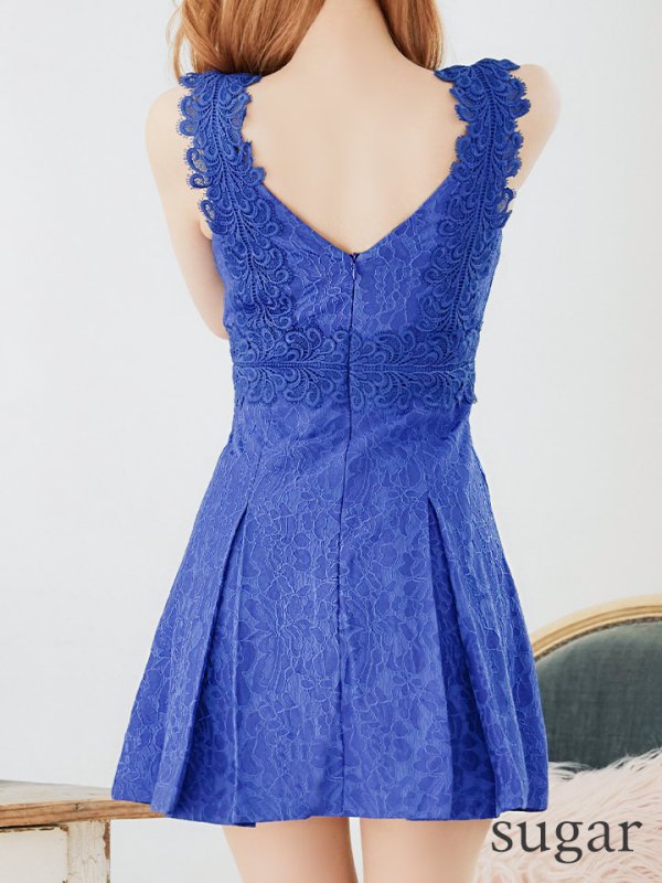 画像18: XSサイズあり【Donia Quinn / ドニアクイーン】フラワージャガード/ ボックスプリーツ/ ワンカラー/ ノースリーブ/ Aライン/ ミニドレス/ キャバドレス[OF05]