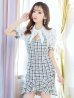 画像22: XS-Lサイズあり【Donia Quinn / ドニアクイーン】 リボンネック/  チェックツイード/ 半袖/ 袖あり/ パフスリーブ/ レース切替/ マーメイド/ ミニドレス/ キャバドレス[OF05]