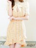 画像8: XS-Lサイズあり【Donia Quinn / ドニアクイーン】 リボンネック/  チェックツイード/ 半袖/ 袖あり/ パフスリーブ/ レース切替/ マーメイド/ ミニドレス/ キャバドレス[OF05]