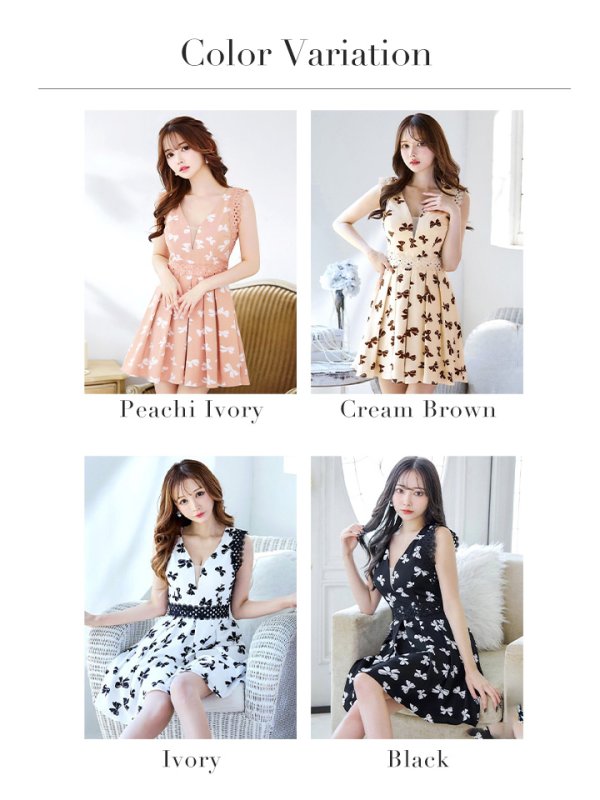 画像43: XS-Lサイズあり【Donia Quinn / ドニアクイーン】リボン/ レース/ ノースリーブ/ バストシアー/ フレア/ Aライン/ ミニドレス/ キャバドレス[OF05]