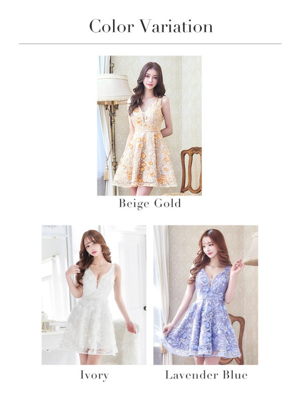 画像28: XS-Lサイズあり【Donia Quinn / ドニアクイーン】 立体フラワー/ ノースリーブ/ シアー/ ストレッチ/ Aライン/ フレア/ ミニドレス/ キャバドレス[OF05]