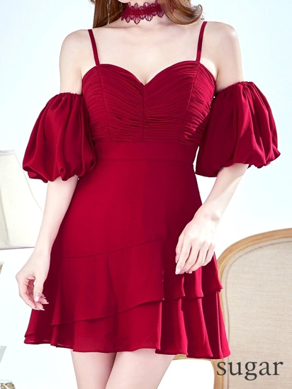 ダークレッド　モデル：ゆめ　身長：160cm　着用サイズ：8号(Sサイズ)