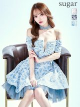 XS-Lサイズあり【Donia Quinn / ドニアクイーン】 オフショル/ 刺繍/ リボンモチーフ/ チョーカー付き/ バストシアー/ フレア/ ミニドレス/ キャバドレス[OF05]