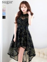 XS-Lサイズあり【Donia Quinn / ドニアクイーン】 刺繍レース/ アメスリ/ シアー/ フリル/ バストギャザー/ テールカット/ バックリボン/ フレア/ ミニドレス/ キャバドレス[OF05]