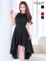XS-Lサイズあり【Donia Quinn / ドニアクイーン】 ストレッチ/ アメスリ/ ノースリーブ/ フリル/ バストギャザー/ テールカット/ ハイウエスト/ フレア/ ミニドレス/ キャバドレス[OF05]