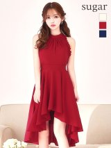 XS-Lサイズあり【Donia Quinn / ドニアクイーン】 ストレッチ/ アメスリ/ ノースリーブ/ フリル/ バストギャザー/ テールカット/ ハイウエスト/ フレア/ ミニドレス/ キャバドレス[OF05]