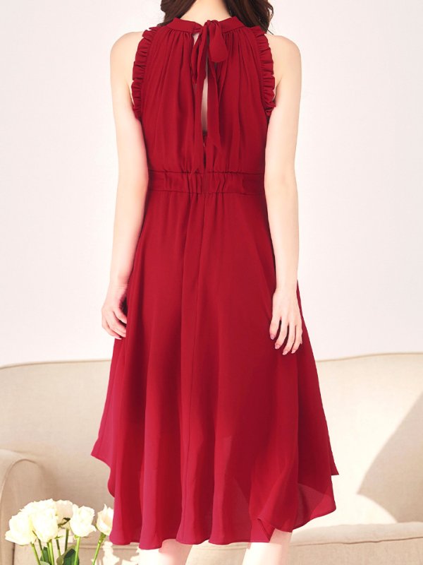 ダークレッド　モデル：ゆめ　身長：160cm　着用サイズ：8号(Sサイズ)