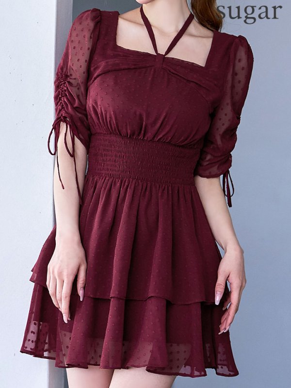 バーガンディ モデル：ゆめ　身長：160cm　着用サイズ：7号(Sサイズ)