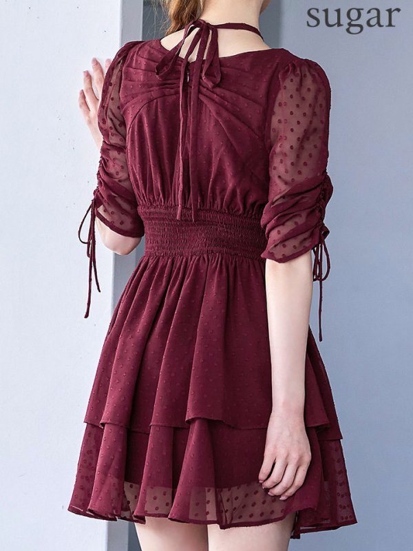 バーガンディ モデル：ゆめ　身長：160cm　着用サイズ：7号(Sサイズ)