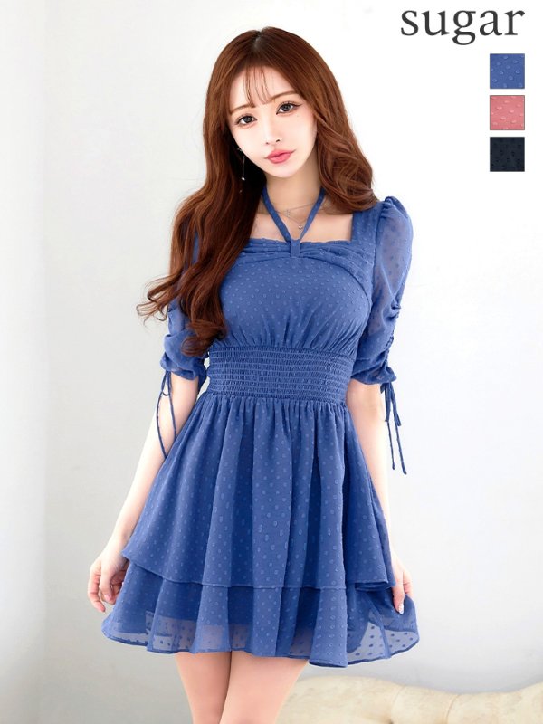 ブルー モデル：真優川咲　身長：158cm　着用サイズ：7号(Sサイズ)