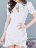 画像26: XS-Lサイズあり【Donia Quinn / ドニアクイーン】ネックリボン/ 総レース/ 半袖/ 袖あり/ パフスリーブ/ 裾フリル/ ミニドレス/ キャバドレス[OF05]