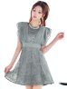 ブルーグレー　モデル：真優川咲　身長：158cm　着用サイズ：8号(Sサイズ)
