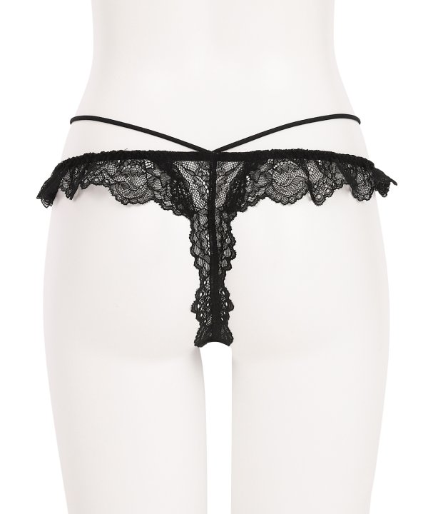 ノーブルマグノリア ストレッチレース Tバック：ブラック