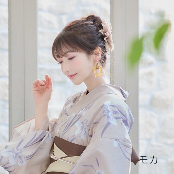 画像20: 【即日発送】ベージュ地×水仙の花浴衣 【浴衣３点セット 浴衣/帯/下駄】[YMT]