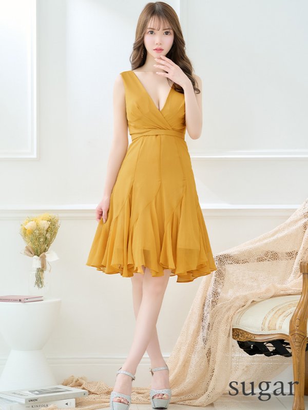 画像7: XSサイズあり【VELIQUE/ヴェリーク】ワンカラー/ タックデザイン/ ノースリーブ/ フレア/ Aライン/ ワンピース/ ひざ丈/ ミディアムドレス/ キャバドレス【HC02】