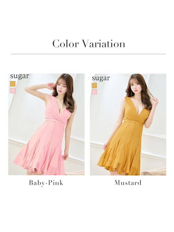 画像11: XSサイズあり【VELIQUE/ヴェリーク】ワンカラー/ タックデザイン/ ノースリーブ/ フレア/ Aライン/ ワンピース/ ひざ丈/ ミディアムドレス/ キャバドレス【HC02】